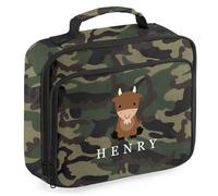 Purple Print House Personalised Goat Lunch Bag for Boys Girls Kids Back to School Nursery Infants Primary Lunchbox Gift, 24cm x 20cm x 8cm, Camo