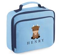 Purple Print House Personalised Goat Lunch Bag for Boys Girls Kids Back to School Nursery Infants Primary Lunchbox Gift, 24cm x 20cm x 8cm, Sky Blue