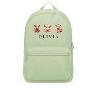 Purple Print House Personalised Highland Cow Girls Mini Backpack Kids Custom Name Floral Cows Bag for Back to School Nursery Infant Gift, One Size, Pistachio