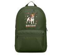 Purple Print House Personalised Jack Russell Mini Backpack For Kids - Dog Paw Prints Custom Name - Girls School Bag, One Size, Olive Green