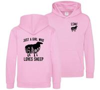 Purple Print House Personalised Just A Girl Who Loves Sheep Hoodie Kids Girls Lambs Farming Hooded Top, 5-6 Years, Light Pink