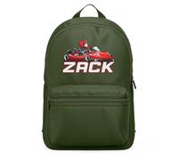 Purple Print House Personalised Karting Mini Backpack Kids Custom Go Kart Back to School Nursery Bag Boys, One Size, Olive Green