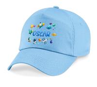 Purple Print House Personalised Kids Baseball Cap Outer Space Planets Custom Name Toddler Hat Holiday Boys Summer Travel Gift, One Size, Light Blue