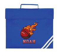 Purple Print House Personalised Kids Cricket Ball Flame Book Bag for Primary Reception Infants Custom Name Boys Girls Back to School Gift, One Size, Bright Royal
