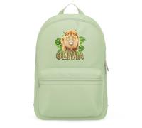 Purple Print House Personalised Kids Safari Lion Mini Backpack Custom Name Back to School Nursery Bag for Boys Girls Toddlers New Term Gift, One Size, Pistachio