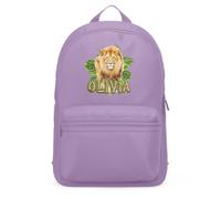Purple Print House Personalised Kids Safari Lion Mini Backpack Custom Name Back to School Nursery Bag for Boys Girls Toddlers New Term Gift, One Size, Lavender