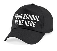 Purple Print House Personalised Kids School Name Baseball Cap Printed Any Colour Custom Summer Back to School Uniform Hat Boys Girls Children, One Size, Black