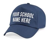 Purple Print House Personalised Kids School Name Baseball Cap Printed Any Colour Custom Summer Back to School Uniform Hat Boys Girls Children, One Size, French Navy