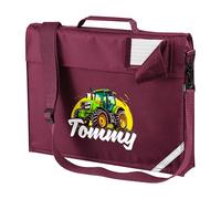 Purple Print House Personalised Kids Tractor Book Bag with Strap - Boys Girls Custom Name - Preschool School Nursery - Young Farmer Gift - Son - Daughter, One Size, Maroon