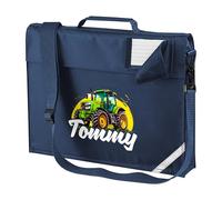 Purple Print House Personalised Kids Tractor Book Bag with Strap - Boys Girls Custom Name - Preschool School Nursery - Young Farmer Gift - Son - Daughter, One Size, Navy