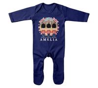 Purple Print House Personalised London Soldiers Baby Romper Suit - Custom Name Union Jack Design for Son Daughter - British Pride - English Heritage - Boys Girls Patriotic Gift, 3-6 Months, Navy
