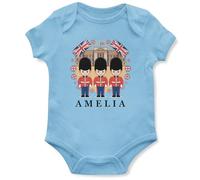 Purple Print House Personalised London Soldiers Babygrow for Baby - Custom Name Union Jack Vest for Son Daughter - British Pride - English Heritage - Boys Girls Patriotic Gift