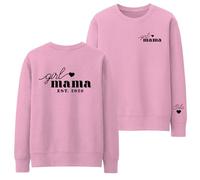 Purple Print House Personalised Mama Sweatshirt - Girl Mama Est Date Puff Vinyl With Daughters Name Sleeve - Mum Mummy, XXL, Light Pink