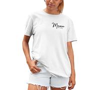 Purple Print House Personalised Mama T Shirt Womens from Son Daughter for Mummy New Mum to Be Top Tee, L, White
