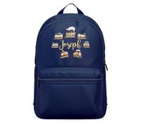 Purple Print House Personalised Mini Backpack For Boys Trains Design With Name Kids Toddler Back to School Nursery Holiday Bag, One Size, Navy