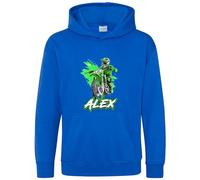 Purple Print House Personalised Motorbike Boys Hoodie Motocross Off Road Kids Hoody, 3-4 Years, Royal