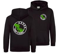 Purple Print House Personalised Name-a-saurus Kids Hoodie Dinosaurs Dino Large Back Boy Girl Hooded Top, 9-11 Years, Black