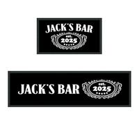 Purple Print House Personalised Name Est Date Bar Runner - Vintage Pattern Custom Table Mat for Home Pub or Garden Bar - Non Slip Rubber - Unique Gift for Home Entertainment, Large - 880x250, Black