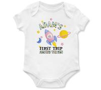 Purple Print House Personalised Name First Trip Around The Sun Babygrow Birthday 1 Baby, 12-18 Months, White