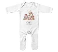 Purple Print House Personalised Polar Bear First Christmas Romper Suit for Baby Girl 1st Xmas Presents Babies Sleepsuit, 6-12 Months, White