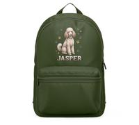 Purple Print House Personalised Poodle Mini Backpack For Kids - Dog Paw Prints Custom Name Bag Cute Girls Rucksack, One Size, Olive Green