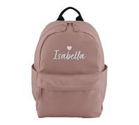 Purple Print House Personalised Premium Mini Backpack With Embroidered Name - Custom Script Font And Heart - Girls Nursery Back To School Bag, One Size, Dusty Pink