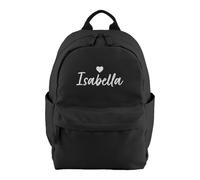 Purple Print House Personalised Premium Mini Backpack With Embroidered Name - Custom Script Font And Heart - Girls Nursery Back To School Bag, One Size, Black