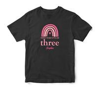 Purple Print House Personalised Rainbow Birthday T Shirt Girls When I Wake Up Ill Be Kids Custom Top Hearts, 9-11 Years, Black