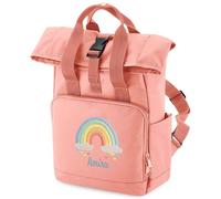 Purple Print House Personalised Rainbow Mini Roll Top Backpack For Girls Embroidered Back To School Nursery Toddler Kids Bag