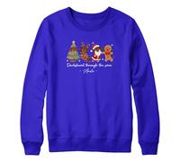 Purple Print House Personalised Sausage Dog Kids Christmas Sweatshirt Dachshund Through The Snow Festive Sausage Dogs For Boys Girls Xmas, 9-11 Years, Royal