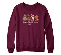 Purple Print House Personalised Sausage Dog Kids Christmas Sweatshirt Dachshund Through The Snow Festive Sausage Dogs For Boys Girls Xmas, 12-13 Years, Maroon
