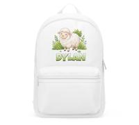 Purple Print House Personalised Sheep Mini Backpack For Kids - Farming Yard Custom Name - Boys Girls School Nursery Bag, One Size, White