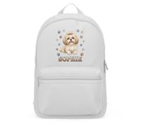 Purple Print House Personalised Shih Tzu Mini Backpack For Kids - Dog Paw Prints Custom Name - Girls School Nursery Bag, One Size, Soft Grey
