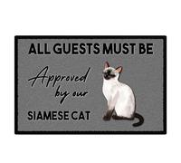 Purple Print House Personalised Siamese Cat Doormat Non Slip Indoor Front Back Welcome Mat Kittens, 90cm x 60cm, Black