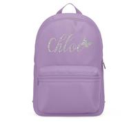 Purple Print House Personalised Silver Glitter Butterfly Girls Mini Backpack Kids Custom Name Back To School Nursery Bag, One Size, Lavender