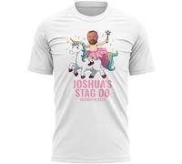 Purple Print House Personalised Stag Do T Shirt Groom Riding Unicorn Custom Face Name Location Funny Gift Men Bachelor Party Holiday Weekend, XXL, White