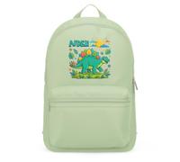 Purple Print House Personalised Stegosaurus Mini Bag For Boys - Steggy Dinosaur Backpack - Custom Sons Name Dino Bag Back To School Nursery, One Size, Pistachio