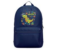Purple Print House Personalised T Rex Mini Bag For Boys - Roar Dinosaur Backpack - Custom Sons Name Back To School Nursery Bag, One Size, Navy