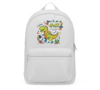 Purple Print House Personalised T Rex Mini Bag For Boys - Roar Dinosaur Backpack - Custom Sons Name Back To School Nursery Bag, One Size, Soft Grey