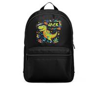Purple Print House Personalised T Rex Mini Bag For Boys - Roar Dinosaur Backpack - Custom Sons Name Back To School Nursery Bag, One Size, Black