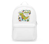 Purple Print House Personalised T Rex Mini Bag For Boys - Roar Dinosaur Backpack - Custom Sons Name Back To School Nursery Bag, One Size, White
