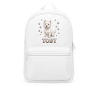 Purple Print House Personalised Terrier Mini Backpack For Kids - West Highland Dog Paw Prints Custom Name School Nursery Bag Girls, One Size, White