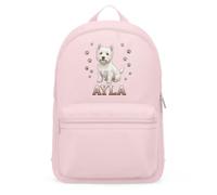 Purple Print House Personalised Terrier Mini Backpack For Kids - West Highland Dog Paw Prints Custom Name School Nursery Bag Girls, One Size, Light Pink