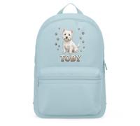 Purple Print House Personalised Terrier Mini Backpack For Kids - West Highland Dog Paw Prints Custom Name School Nursery Bag Girls, One Size, Light Blue