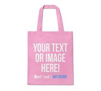 Purple Print House Personalised Tote Bag Any Text Any Image Custom Event Gift Reusable Shopping Bag, One Size, Light Pink