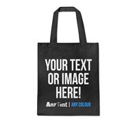 Purple Print House Personalised Tote Bag Any Text Any Image Custom Event Gift Reusable Shopping Bag, One Size, Black