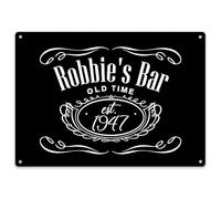Purple Print House Personalised Whisky Bar Metal Sign Custom Old Time Drinking Indoor Outdoor Plaque, Large, White