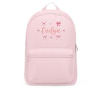 Purple Print House Pink Bows Girls Personalised Mini Backpack Custom Name Back To School Nursery Infant Toddler Holiday Bag