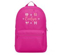 Purple Print House Pink Bows Girls Personalised Mini Backpack Custom Name Back To School Nursery Infant Toddler Holiday Bag