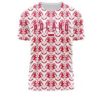 Purple Print House Poland Retro Football Shirt for Men 3D Printed Inspired Pattern Custom Name and Number Text Tshirt, M, White